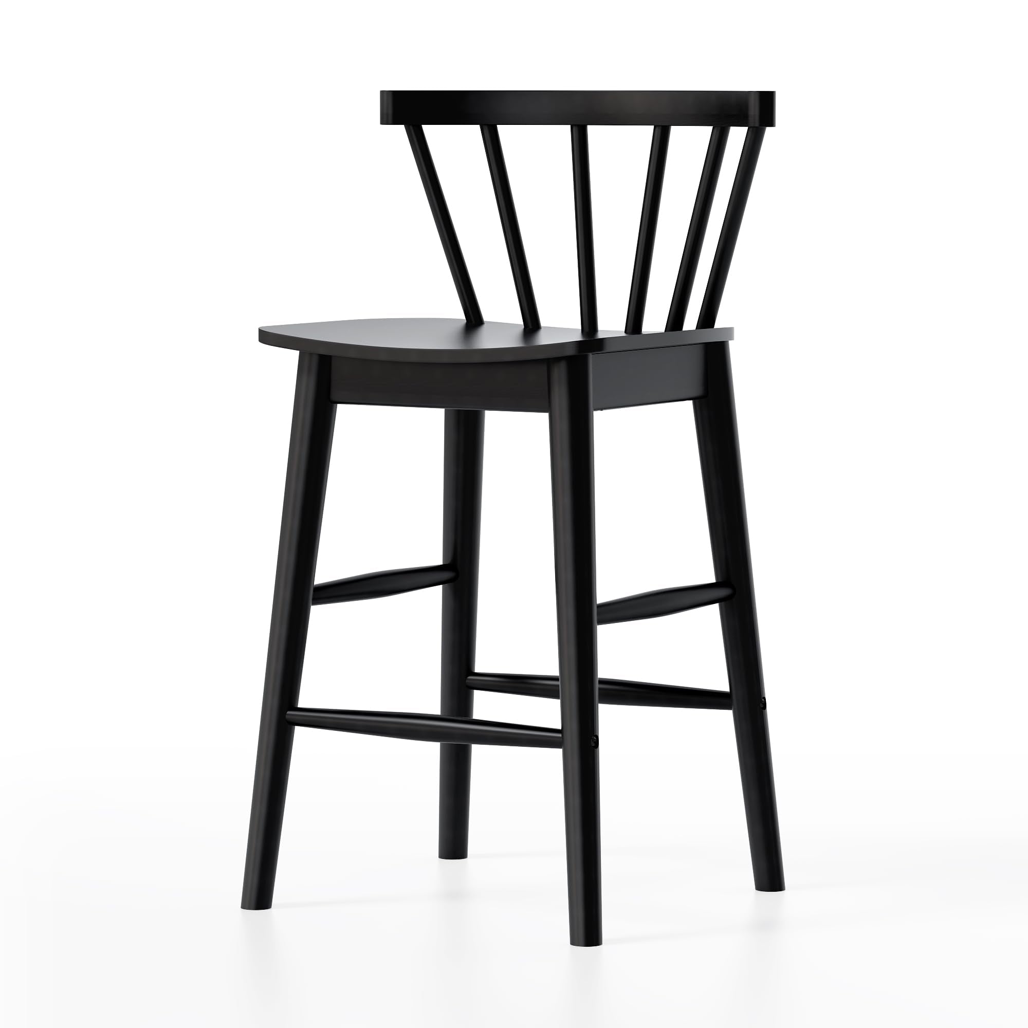 EYYTHUNG Wood Bar Stools Set of 3, Farmhouse 24" Barstool Counter Stools with Curved Back Counter Chairs for Kitchen Islands Dining Room, Natural Oak