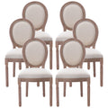 Nrizc French Country Dining Chairs Set of 4, Farmhouse Fabric Chairs with Round Back, Rattan Dining Chair, Oval Side Chairs for Dining Room/Living Room/Kitchen/Restaurant