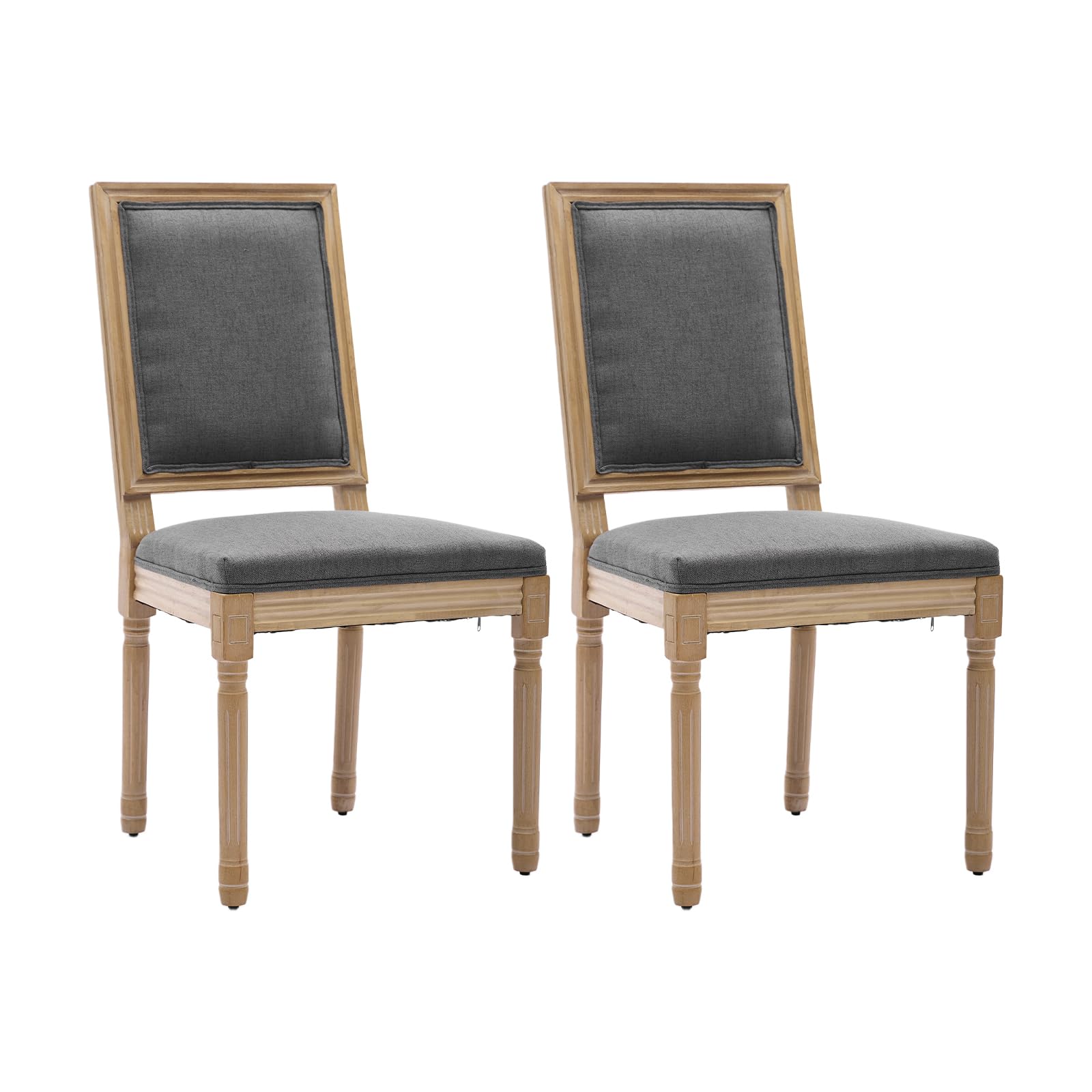 French Country Dining Chairs Set of 4，Fabric Upholstered Dining Chair with Round Back and Solid Leg, Rattan Kitchen Chairs for Dining Room, Living Room, Kitchen, Olive Green