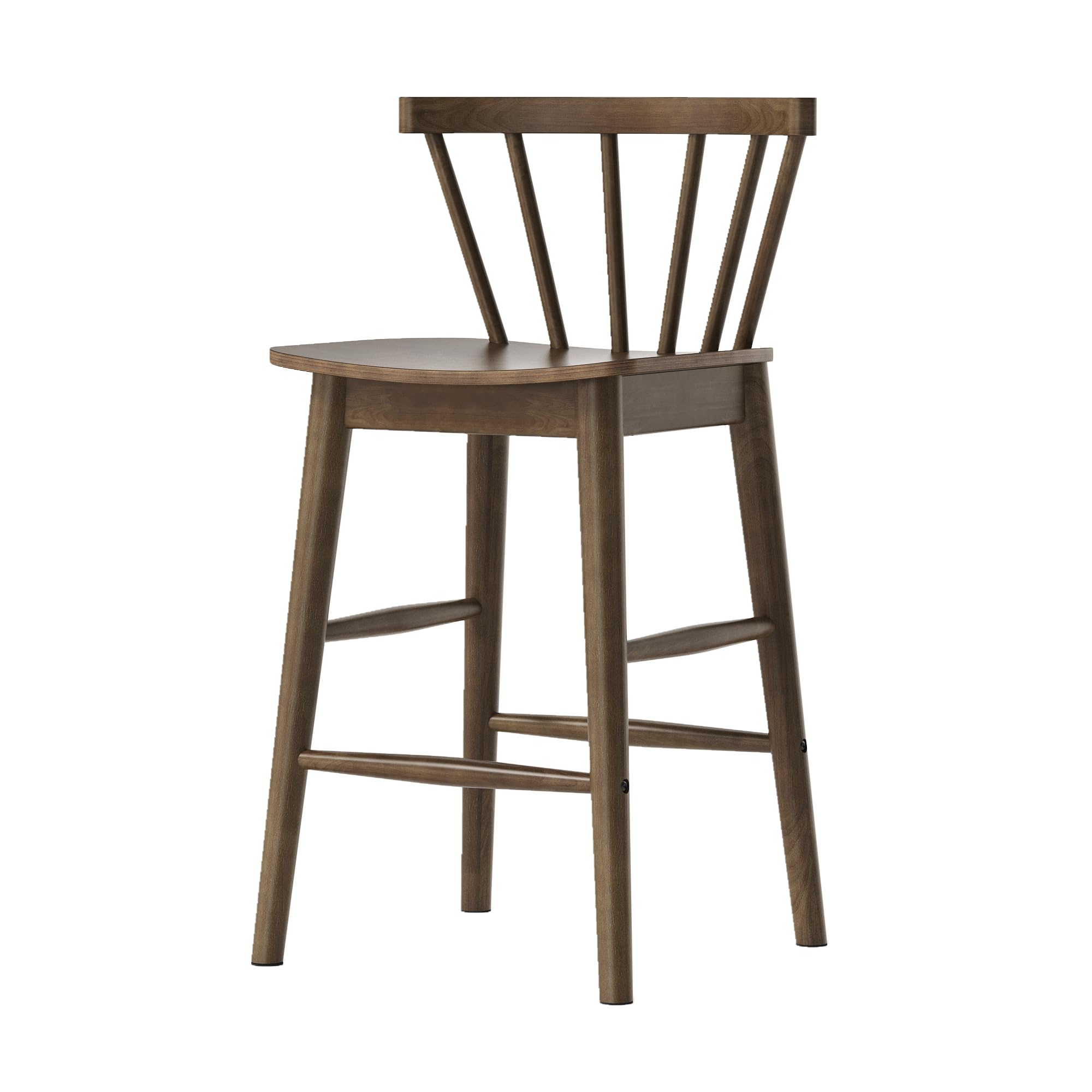 EYYTHUNG Wood Bar Stools Set of 3, Farmhouse 24" Barstool Counter Stools with Curved Back Counter Chairs for Kitchen Islands Dining Room, Natural Oak