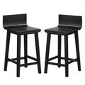 COSTWAY Solid Wood Bar Stools Set of 2, 29-inch Counter Height Chairs with Low Back and Footrest, Farmhouse Wooden Armless Barstools for Kitchen Island, Dining Room, Cafe, Breakfast, Brown