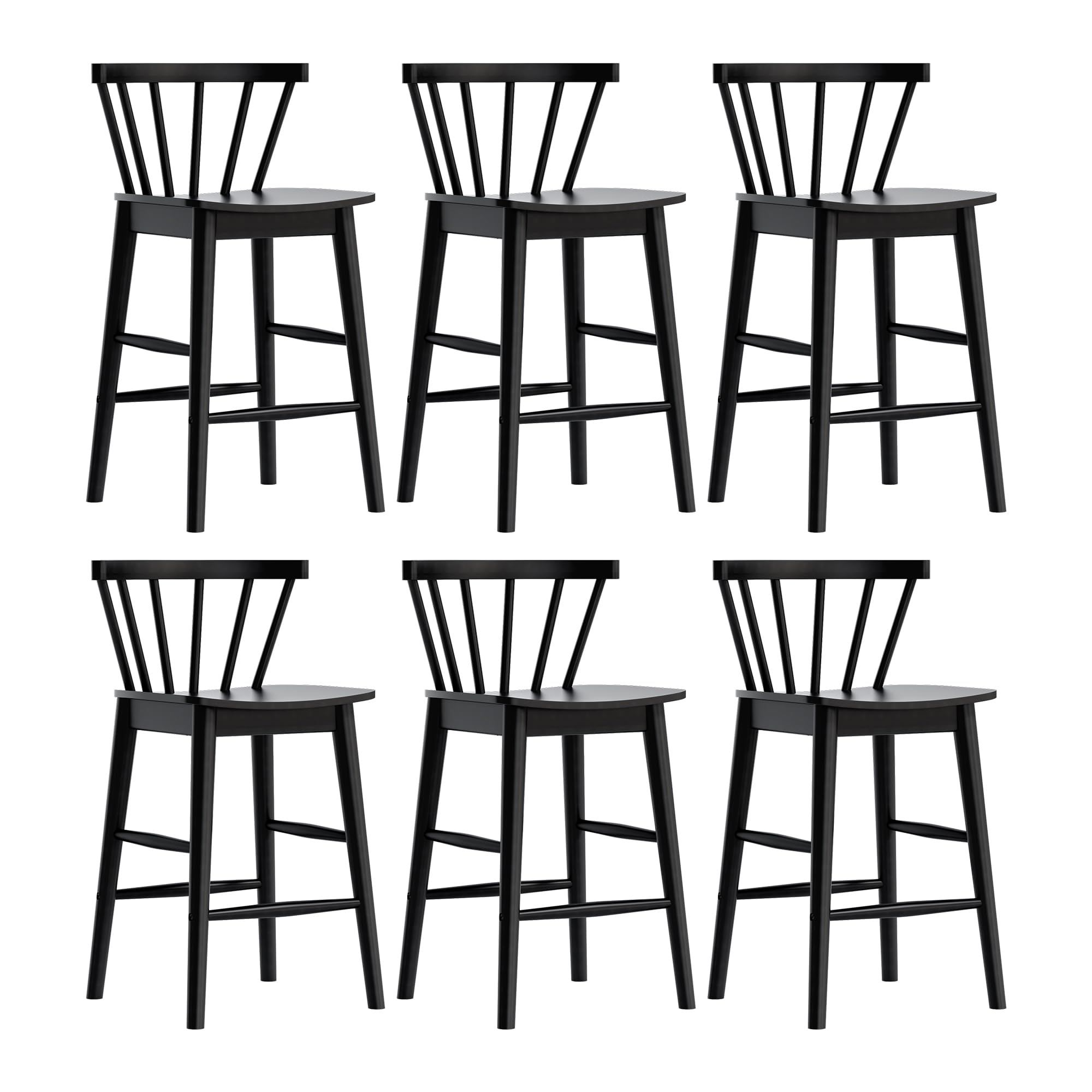 EYYTHUNG Wood Bar Stools Set of 3, Farmhouse 24" Barstool Counter Stools with Curved Back Counter Chairs for Kitchen Islands Dining Room, Natural Oak