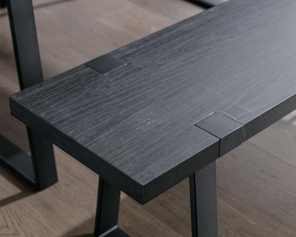 VESCASA 60" Wood Dining Bench with Black Metal Legs for Dining Room, Kitchen, Black