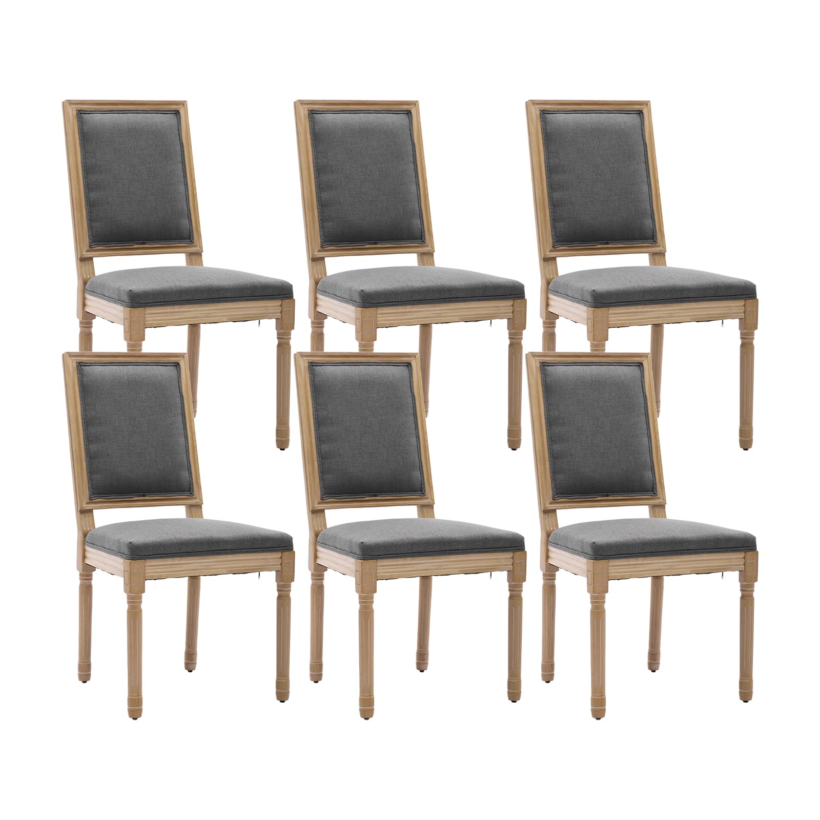 French Country Dining Chairs Set of 4，Fabric Upholstered Dining Chair with Round Back and Solid Leg, Rattan Kitchen Chairs for Dining Room, Living Room, Kitchen, Olive Green