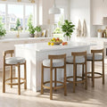 HEAH-YO Mid Century Modern Bar Stools Set of 4, 26.5" Counter Stools with Back, Linen Upholstered Barstools with Solid Wood Legs Bar Chairs for Kitchen Island Dining Room, Light Grey
