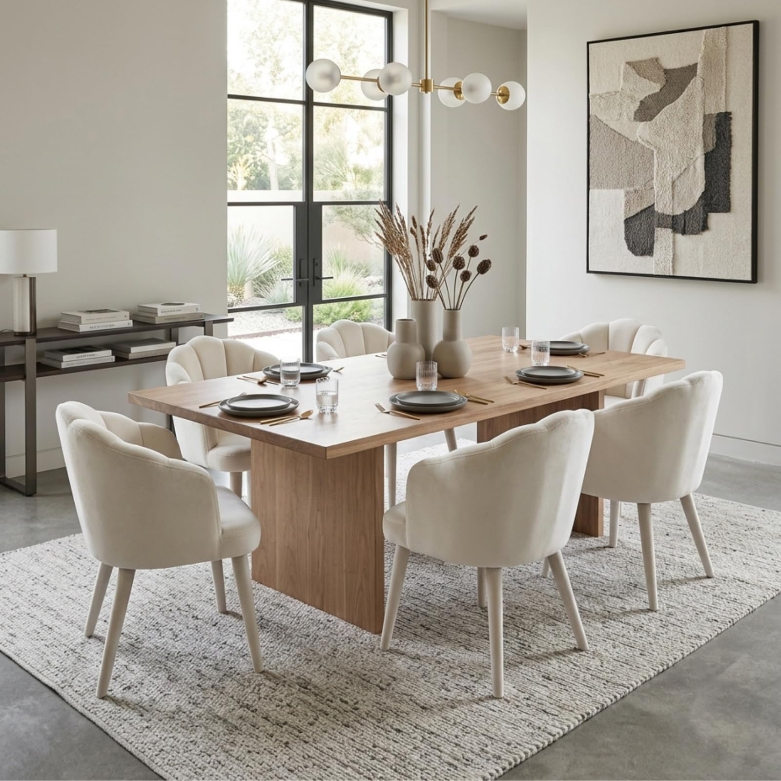 Hyfirm Mid-Century Modern Walnut Dining Chairs Set of 2, Vintage Brown Leather Wooden Kitchen Chairs, Retro Upholstered PU Cushioned Seat with Curved Backrest, Armless Accent Side Chair for Bedroom