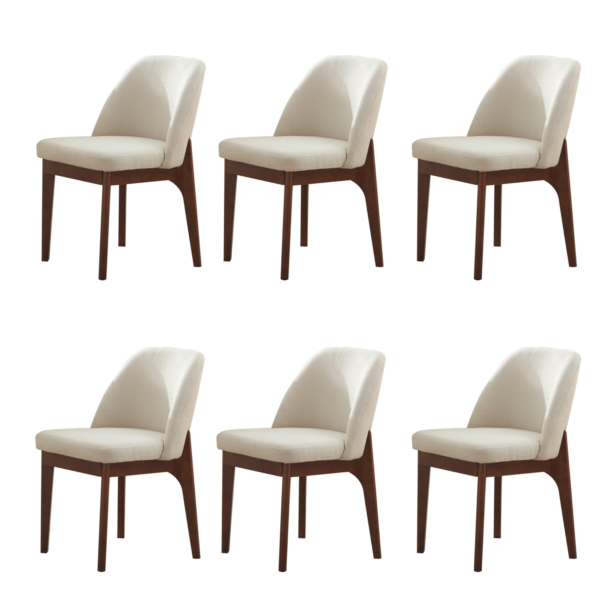 VKNOW Modern Dining Chairs Set of 2, Faux Leather Kitchen Chairs with Wood Legs, Upholstered Side Chair for Kitchen Dining Room, Beige