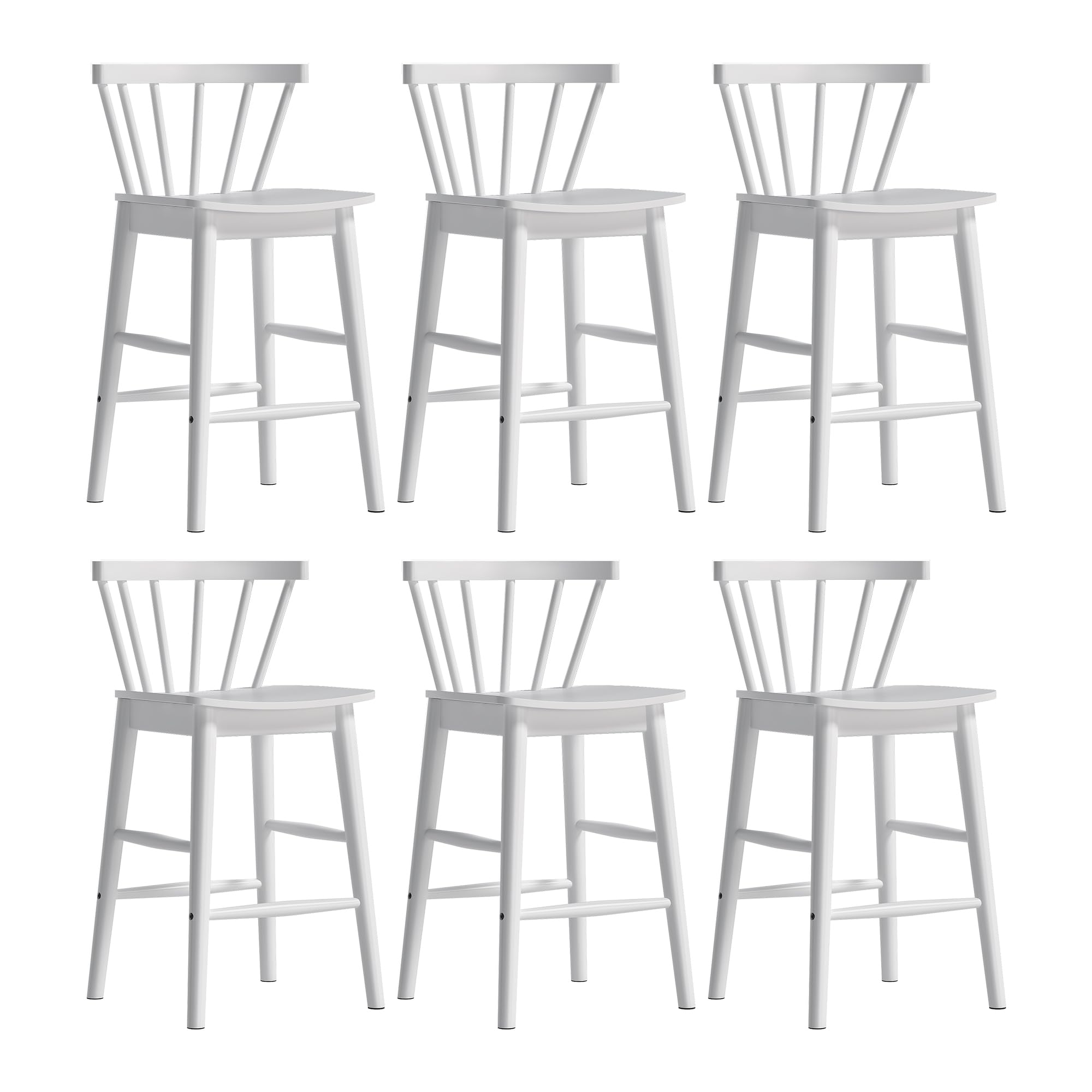 EYYTHUNG Wood Bar Stools Set of 3, Farmhouse 24" Barstool Counter Stools with Curved Back Counter Chairs for Kitchen Islands Dining Room, Natural Oak