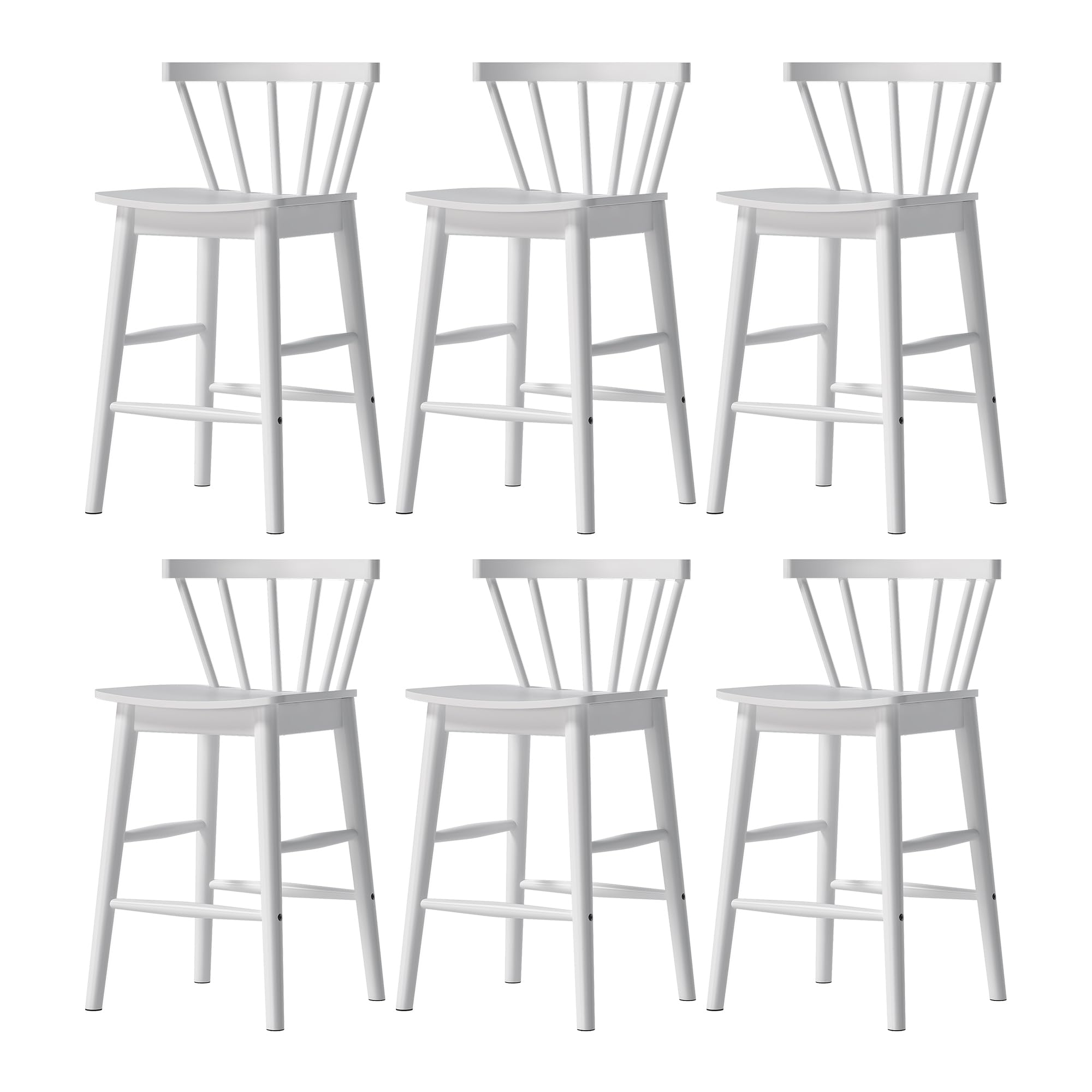 Modern Bar Stools Set of 2, 24" Wooden Counter Height Barstools, Modern Armless Farmhouse Bar Dining Chairs with Back & Footrest for Kitchen Island Pub, Natural Oak