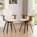 WUPOTO Set of 1 MCM Dining Chair, Mid Century Modern Chair with Walnut Craftsmanship, Upholstered Faux Leather, Wooden Arms and Legs, Faux Leather Dining Chair for Kitchen/Living Room - Green