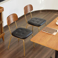 Mid Century Modern Dining Chairs Set of 2, Retro Chair with Faux Leather Upholstered Seat & Solid Wood Backrests & Vintage Distressing Metal Legs & Leg Protectors for Kitchen Dining Room (Dark Green)