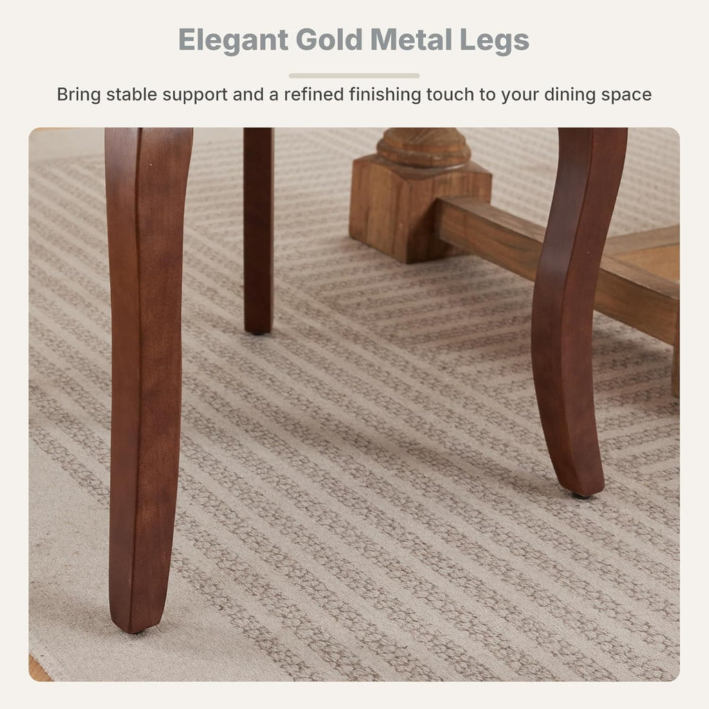Upholstered Dining Chairs Set of 4, High Back Side Chairs for Kitchen and Dining Room, Mid-Century Modern Fabric Seating with Solid Wood Legs, Yellow