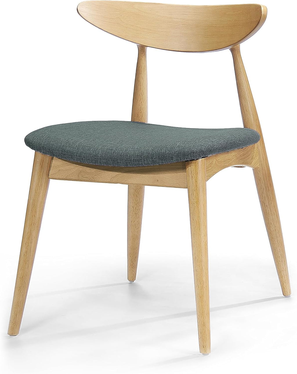22" Retro Upholstered Dining Chair, Ergonomic Back, Natural & Grey
