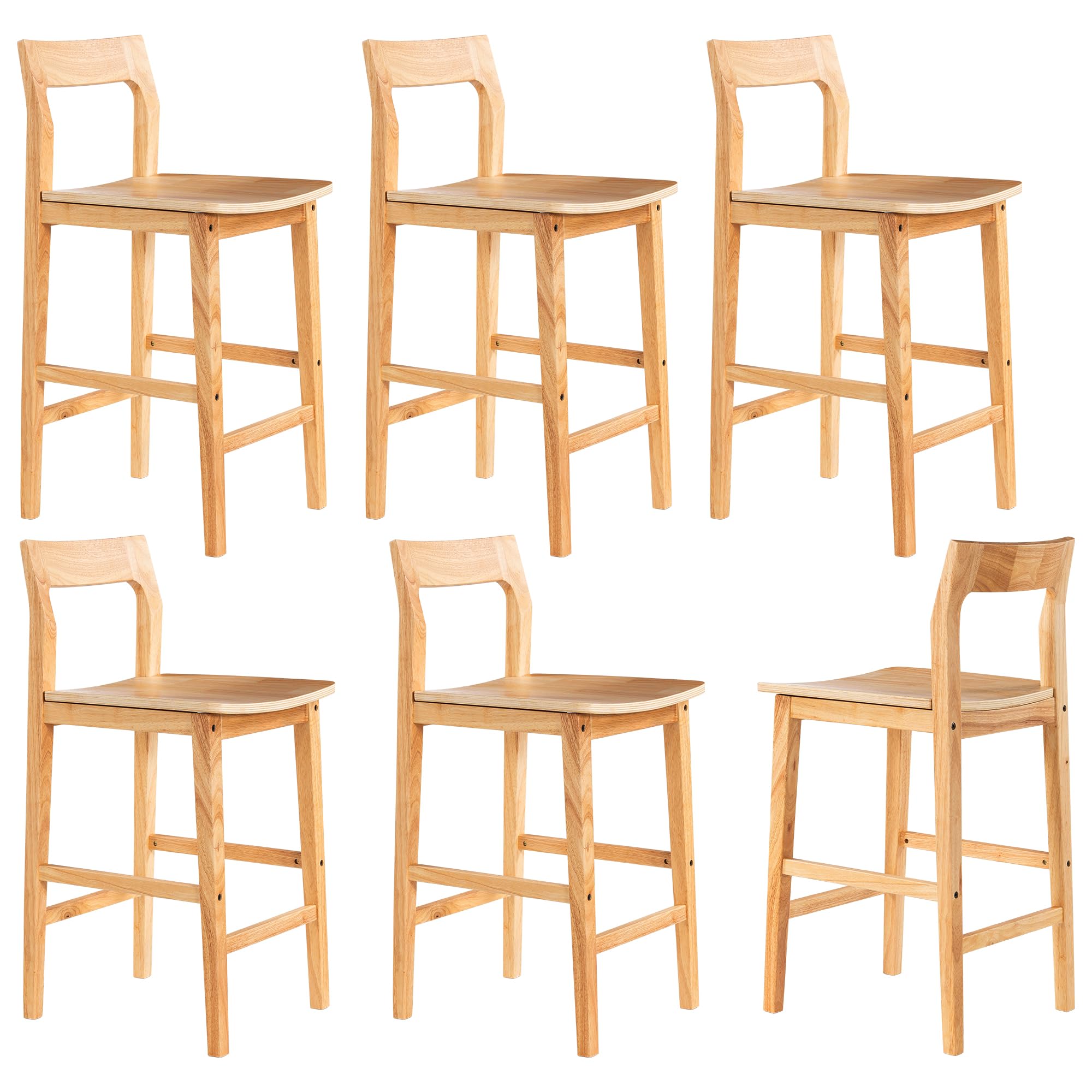EYYTHUNG Counter Height Stools Set of 3, Farmhouse 25” Bar Stools with Solid Wood Legs & Back, Mid Century Modern Barstools Chairs for Kitchen Island, Dining Room, Cafe, Pub, Dark Oak
