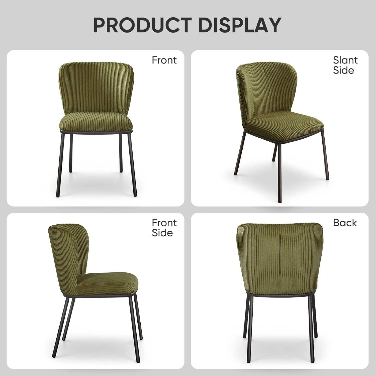 SIMTONAL Dining Chairs Set of 6, Dining Chair, Thickened Cushion, Corduroy Fabric, Easy to Clean & Assemble, for Dining Room/Living Room/Office, Green