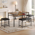IDEALHOUSE Dining Table Set for 4 with Upholstered Benches and 2 Stools, Small Kitchen Table Chairs Set of 4 for Apartment, Studio, Home and Small Space