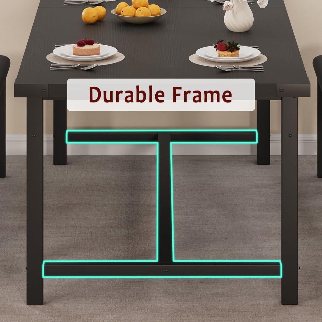 5PC Extendable Dining Set, Table & 2 Benches, Retro Black