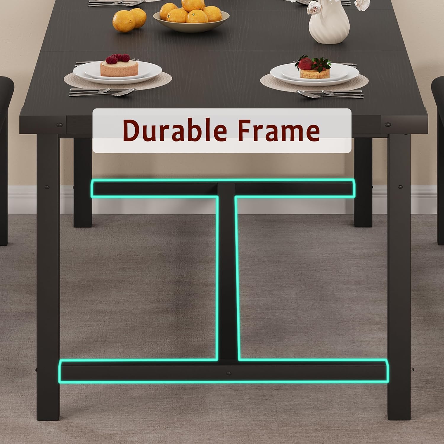 5PC Extendable Dining Set, Table & 2 Benches, Retro Black