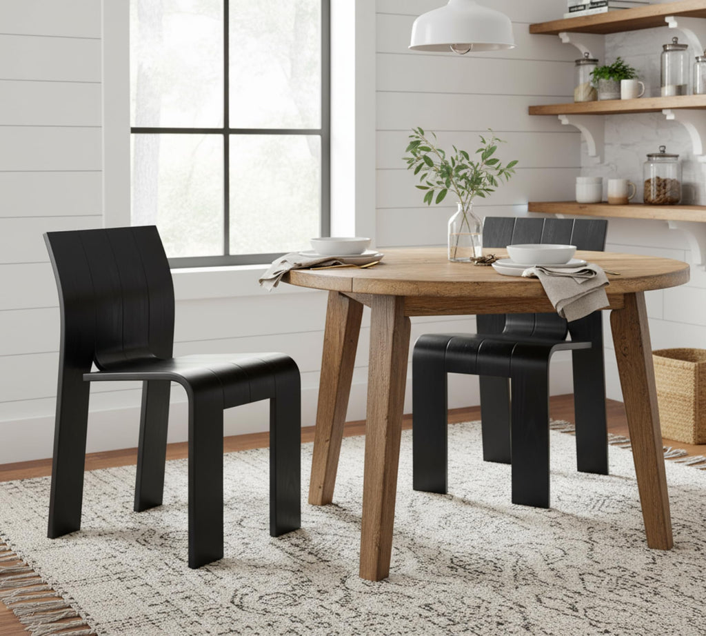 Hyfirm Rattan Dining Chairs Set of 2, Cane Back Wooden Kitchen Chairs with Bamboo Wicker Seat Mid Century Modern Side Chairs with Arms, Walnut