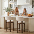 HNY Brown Leather Bar Stools Set of 2, Modern Upholstered Counter Height Bar Stools, Farmhouse Armless Bar Chairs with Solid Wood Legs & Padded Back for Kitchen Island/Dining Room Bar - 26 Inches
