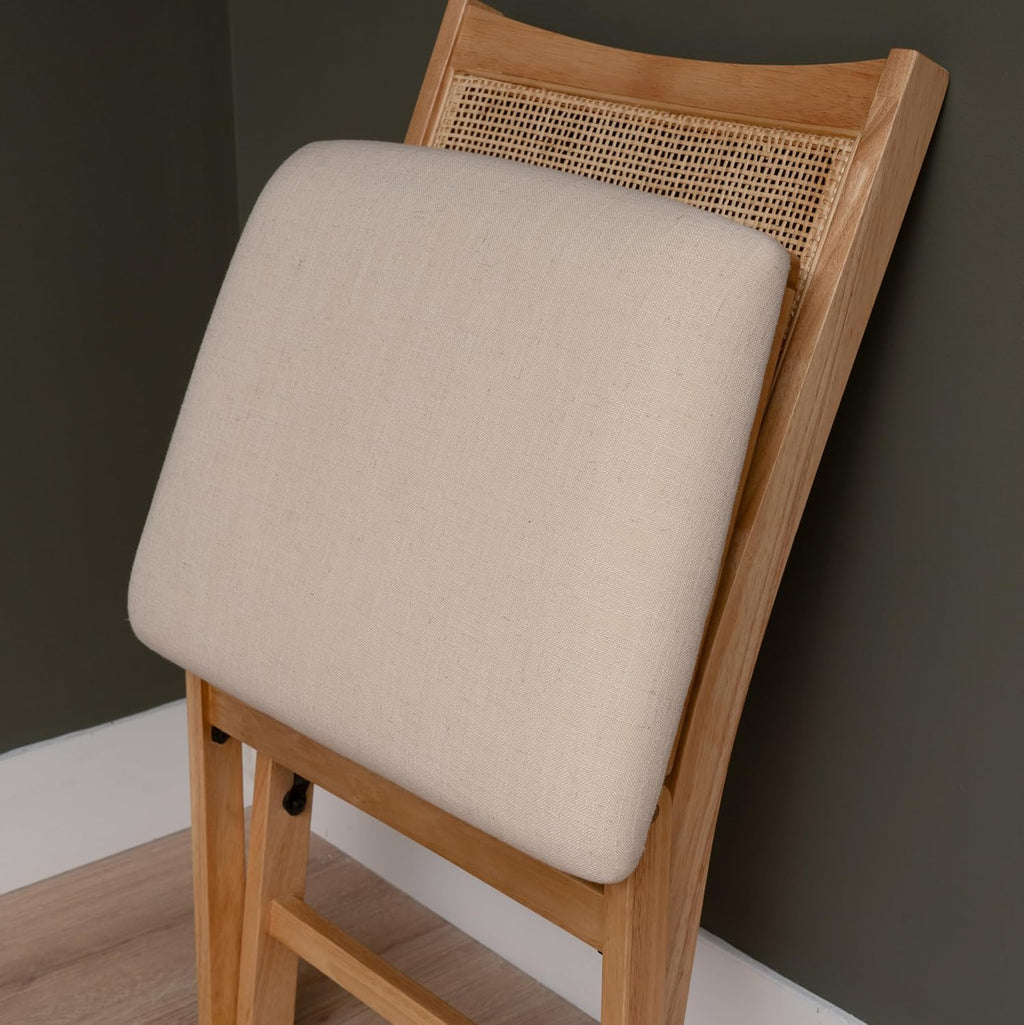 Powell Kasi Beige Rattan Cane Folding Foldable Dining Side Chair, Natural