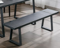 VESCASA 60" Wood Dining Bench with Black Metal Legs for Dining Room, Kitchen, Black