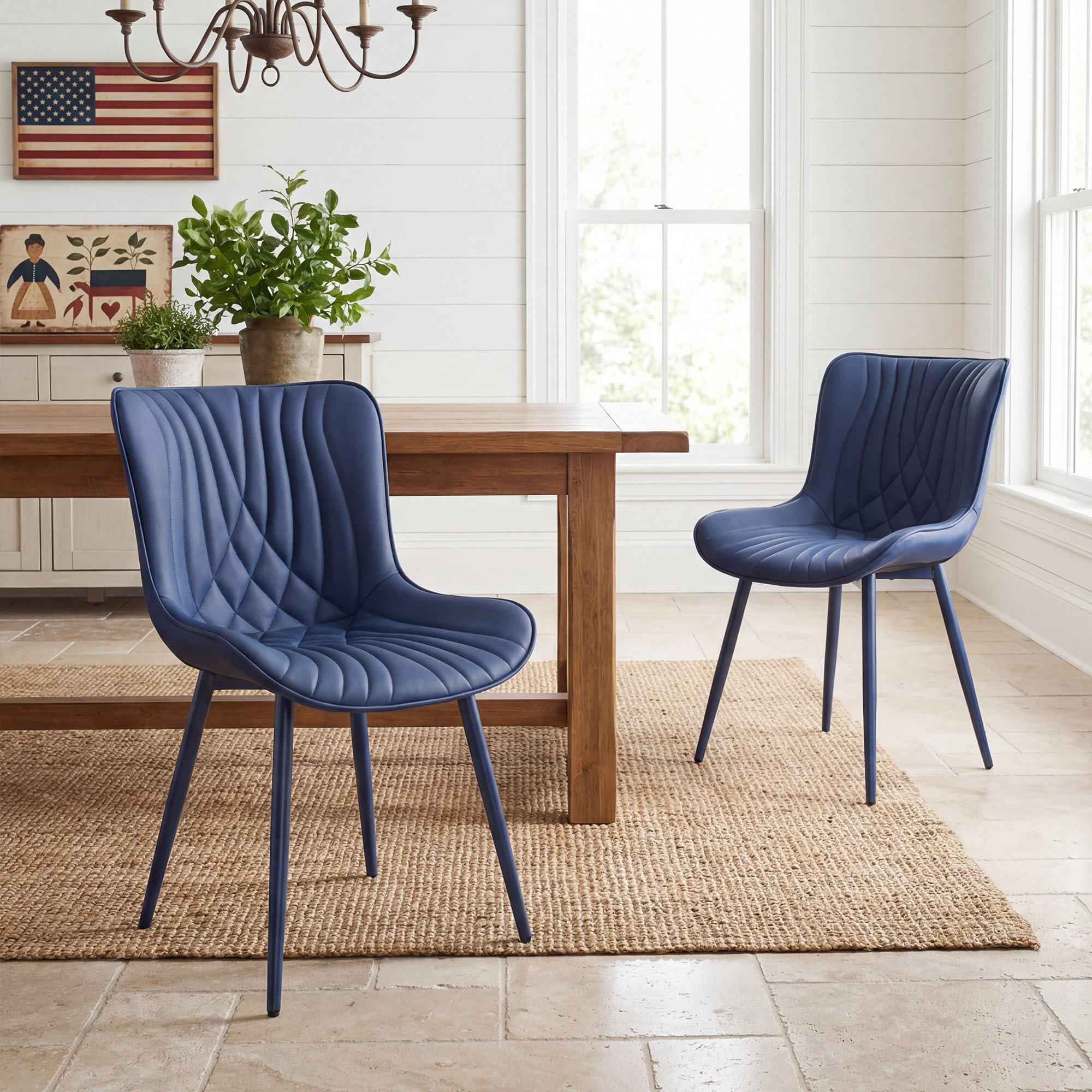 YOUTASTE Cream Dining Chairs Set of 2, Mid Century Modern Comfy Kitchen Chair, Upholstered Faux Leather, Cream Metal Legs, Armless Accent Chairs for Bedroom Vanity Lounge