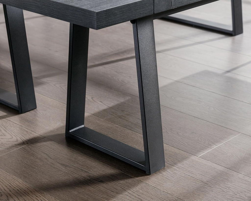 VESCASA 60" Wood Dining Bench with Black Metal Legs for Dining Room, Kitchen, Black