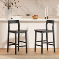 EYYTHUNG Counter Height Stools Set of 3, Farmhouse 25” Bar Stools with Solid Wood Legs & Back, Mid Century Modern Barstools Chairs for Kitchen Island, Dining Room, Cafe, Pub, Dark Oak