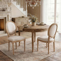 SoarFlash French Dining Chairs Set of 2, Vantage Dining Chair with Round Back, Wood Leg Farmhouse Country Rattan Dining Chair for Kitchen,Bedroom,Beige