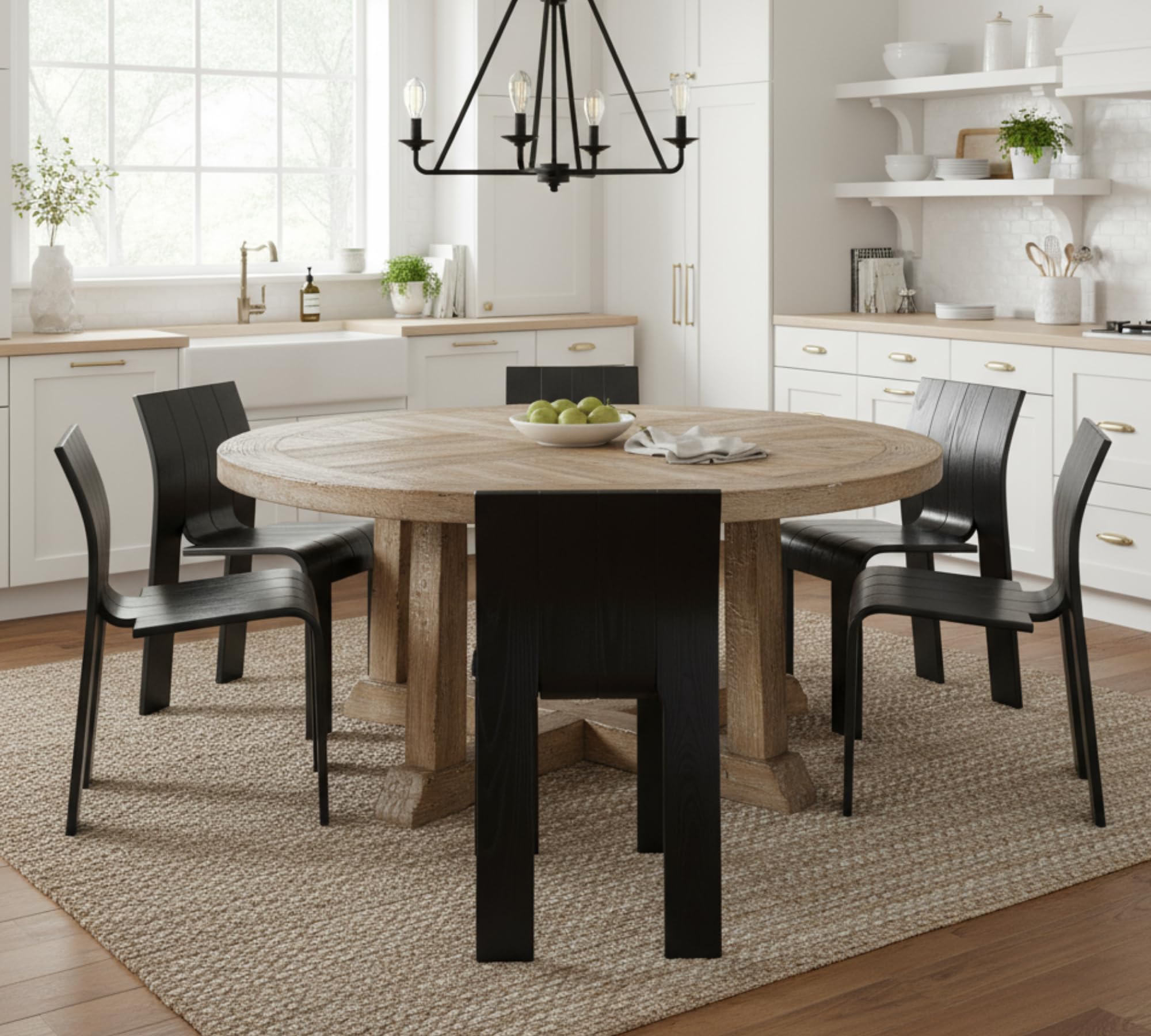 Hyfirm Rattan Dining Chairs Set of 2, Cane Back Wooden Kitchen Chairs with Bamboo Wicker Seat Mid Century Modern Side Chairs with Arms, Walnut