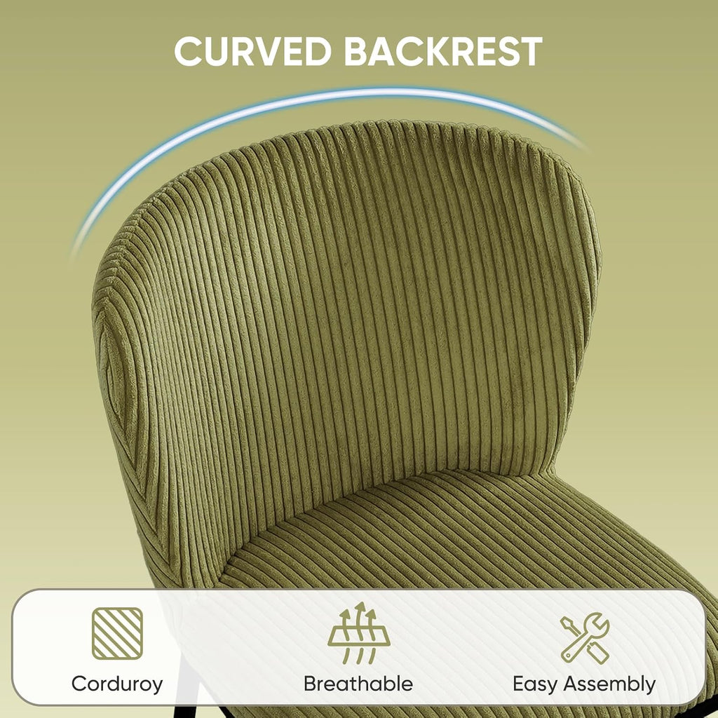 SIMTONAL Dining Chairs Set of 6, Dining Chair, Thickened Cushion, Corduroy Fabric, Easy to Clean & Assemble, for Dining Room/Living Room/Office, Green