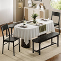 Feonase Dining Chairs and Benches Set of 4, Modern Dining Room Chairs with Ergonomic Backrest, Wood Structure & Metal Legs, for Kitchen, Dining Room, Space-Saving, Easy to Assemble & Clean, Natural