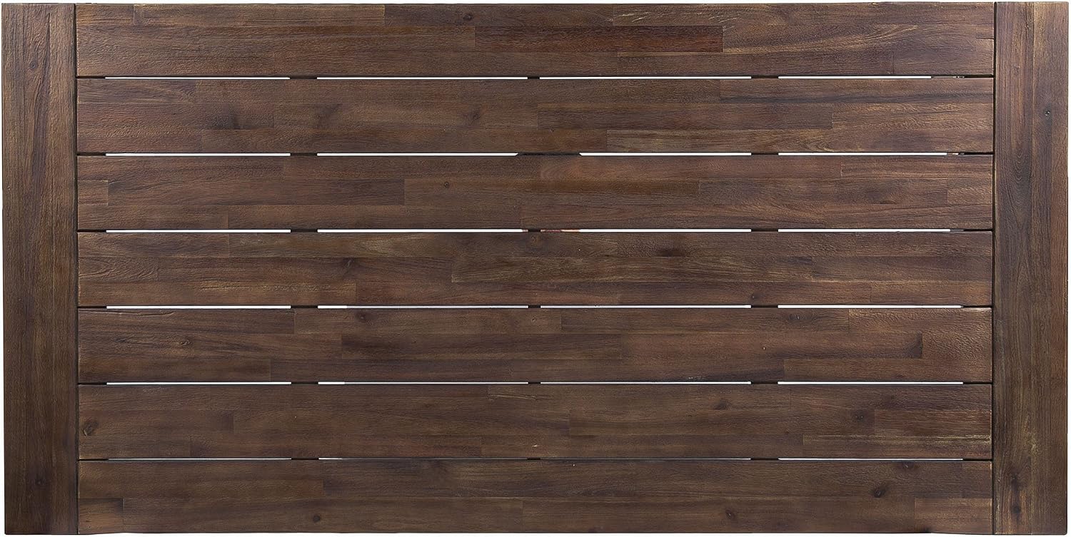 GDFStudio Cassie Outdoor Modern Industrial 3 Piece Acacia Wood Picnic Dining Set with Benches, Sandblasted Dark Brown and White Rustic Metal