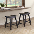 Lexicon Finnian Saddle Solid Wood Stool Set of 2 - Saddle Kitchen Stool Dining Height Stools for Dining, Armless Counter Chair Seating, Perfect Casual - 17.5" SH Oak